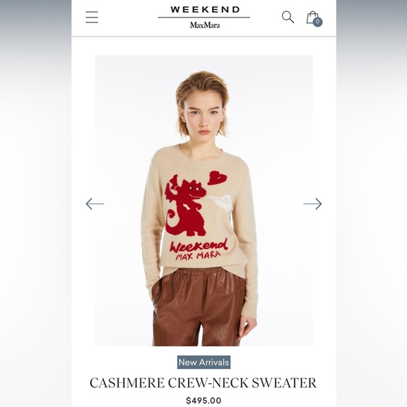 Sweaters - SOLD OUT! NWT WEEKEND MAX MARA ‘ADELCHI’EAR OF DRAGON CASHMERE CREW-NECK SWEATER